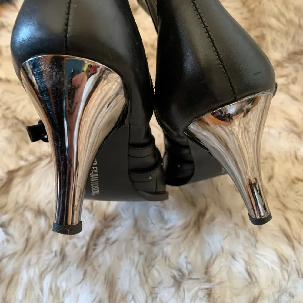 Harley Davidson black leather studded fashion boot - Picture 4 of 4